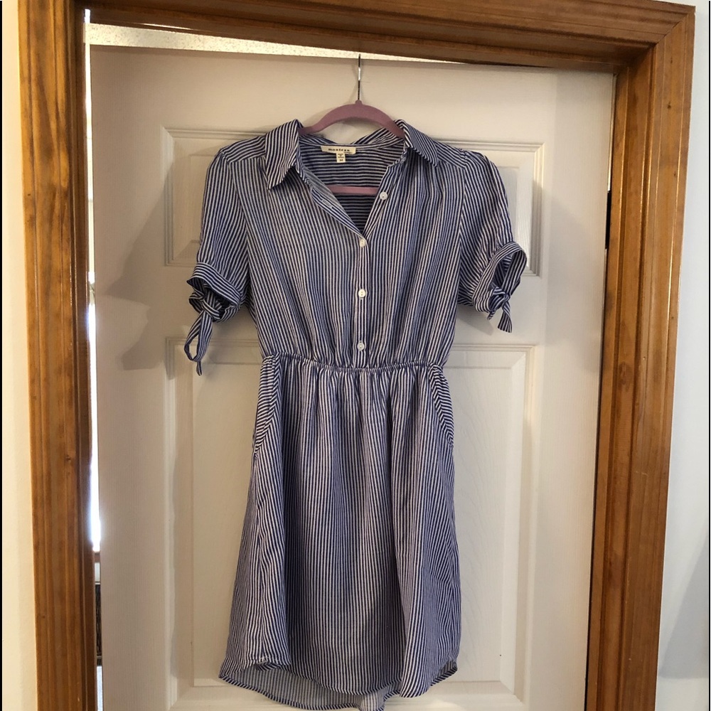 blue/white pin striped dress